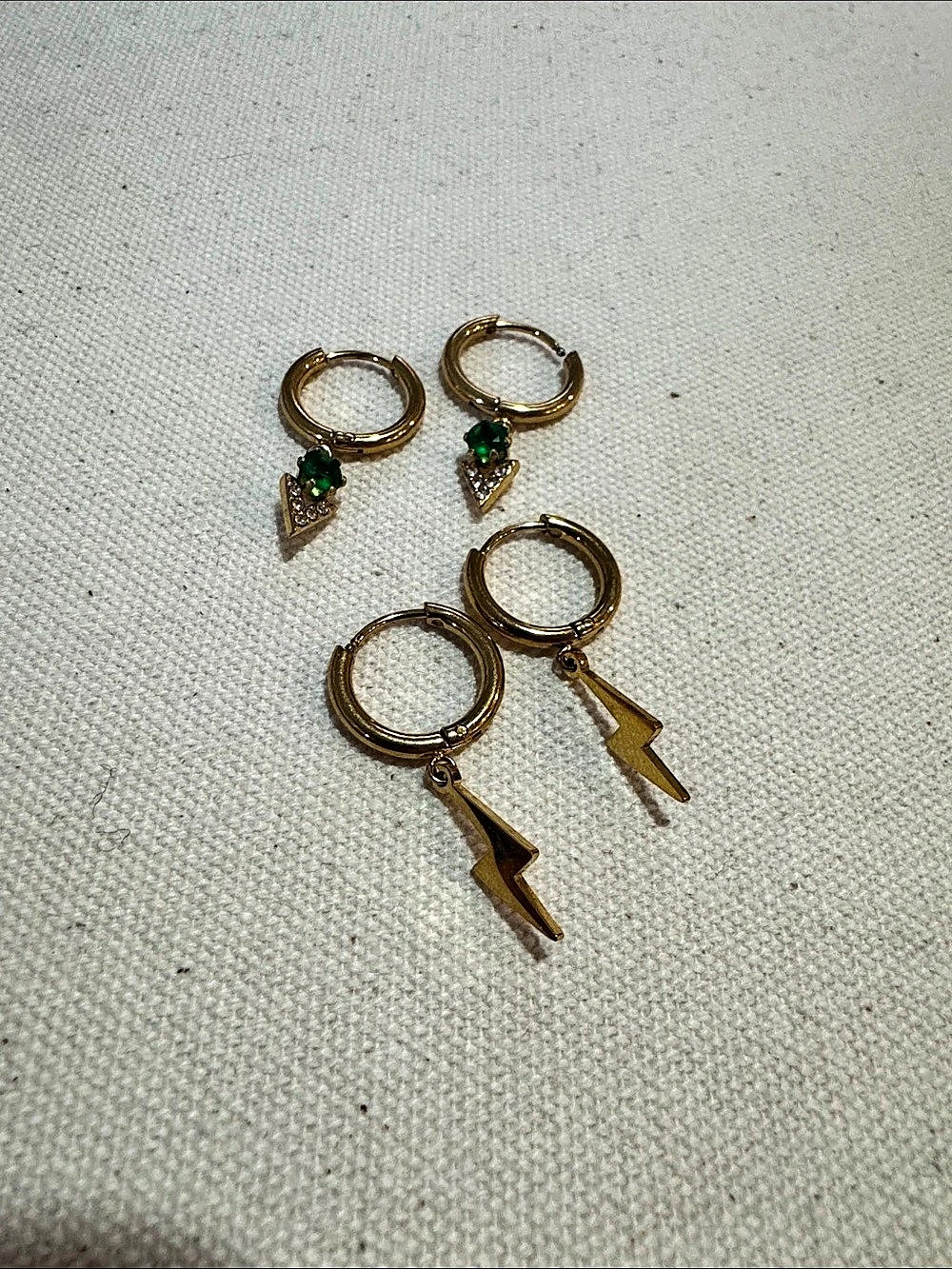Lovisa Gold & Green Hoop Drop Earrings Like New